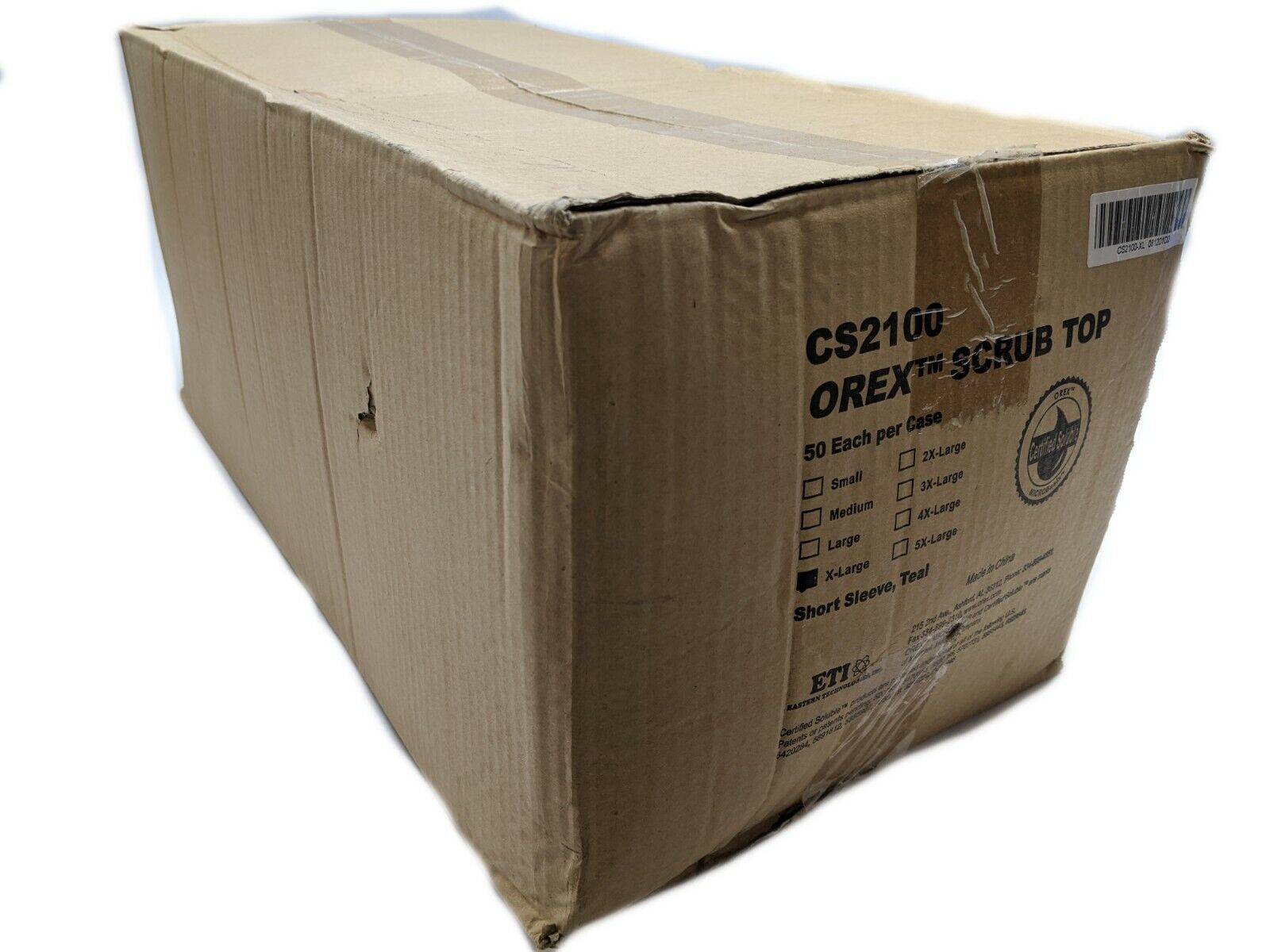 Orex CS2100-XL X-Large Scrub Top Short Sleeve Teal 50 Count Box PALLET OF 20 - Maverick Industrial Sales