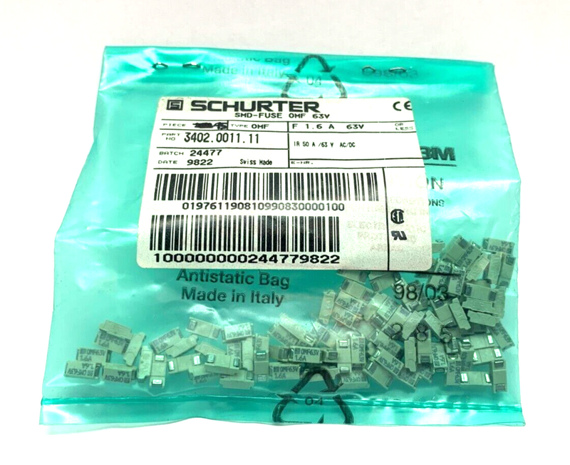 Schurter 3402.0011.11 Surface Mount Fuse Link PACK OF 95 - Maverick Industrial Sales