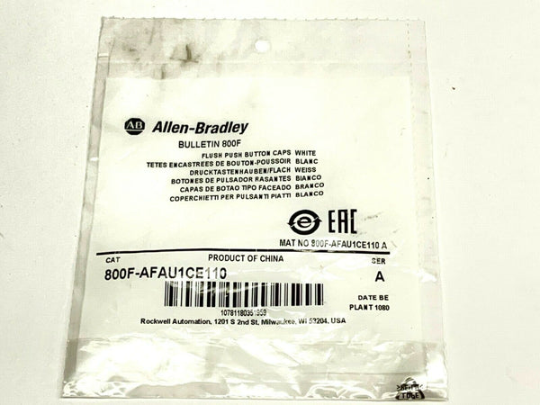 Allen Bradley 800F-AFAU1CE110 Flush Push Button Cap White DOWN - Maverick Industrial Sales