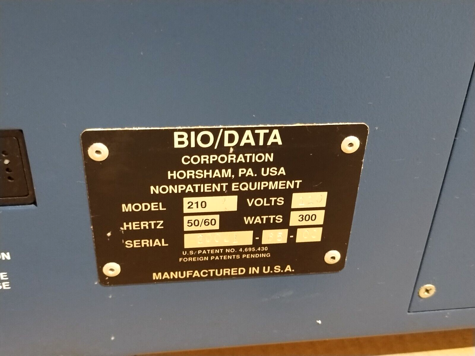 BIO/DATA MCA210 Microsample Coagulation Analyzer Model 210, 300W 110V - Maverick Industrial Sales