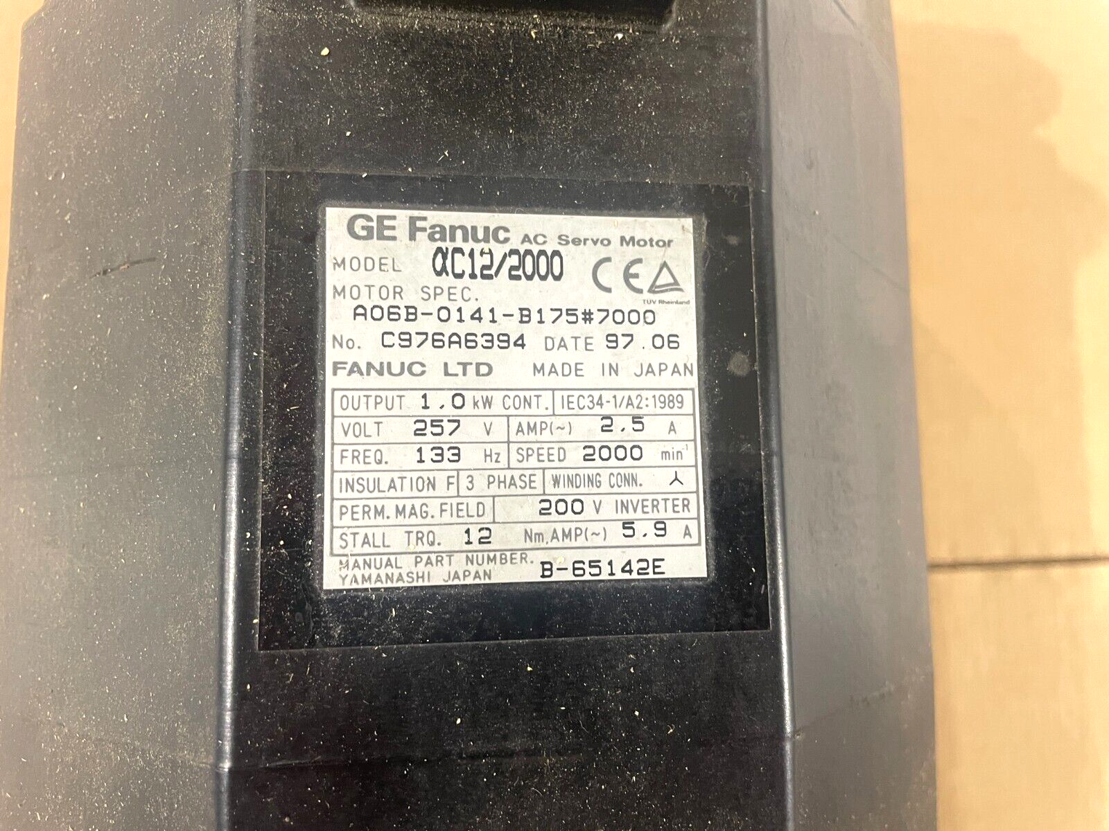GE Fanuc A06B-0141-B175 #7000 AC Servo Motor, 1.0 kW, 257V, 2000 RPM - Maverick Industrial Sales