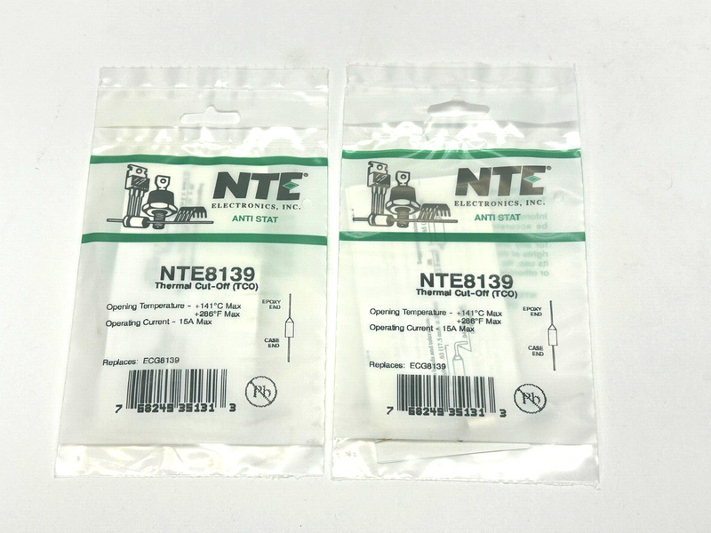 NTE NTE8139 Thermal Cut-Off TCO 15A 141 Degrees Celsius LOT OF 2 - Maverick Industrial Sales