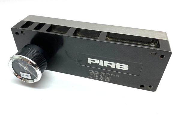 Piab MLD-50-MK-1 Vacuum Pump Assembly 32.01.071 w/ Pressure Gauge 87psi Max - Maverick Industrial Sales