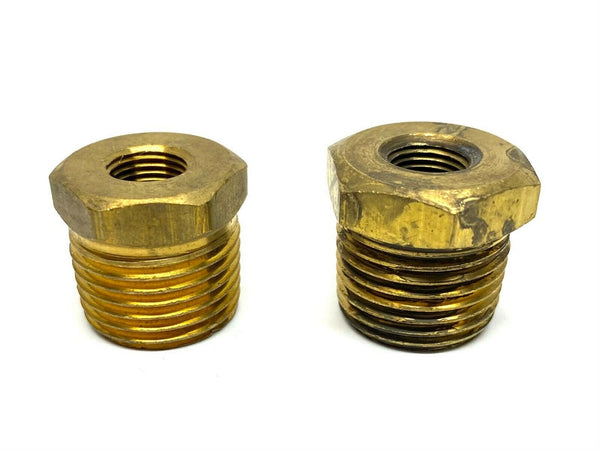 Hex Head Pipe Bushing Reducer Fitting Brass 1/2" x 1/8" LOT OF 2 - Maverick Industrial Sales