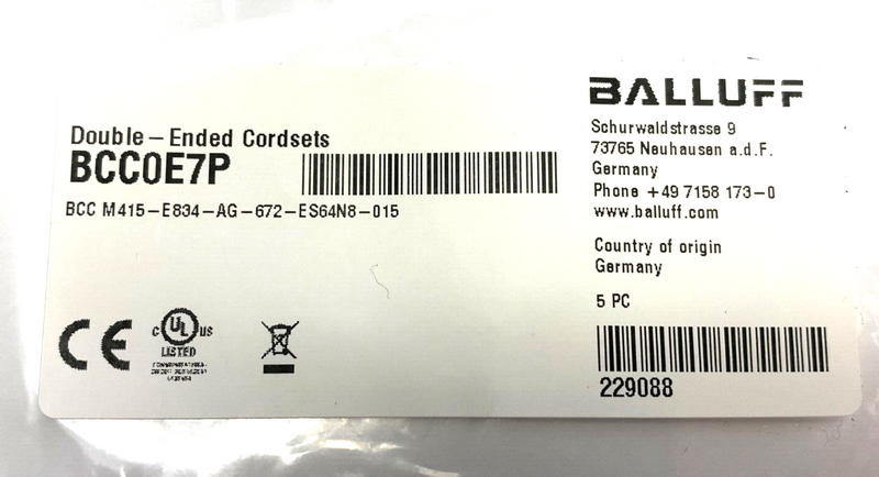Balluff BCC M415-E834-AG-672-ES64N8-015 Double-Ended Cordset RJ45 to M12 BCC0E7P - Maverick Industrial Sales