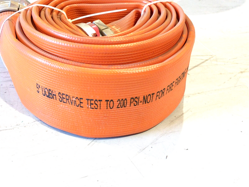 50R450OG 5" Dia. Orange Industrial Supply Hose, Storz Couplings, 50 FOOT 200PSI - Maverick Industrial Sales