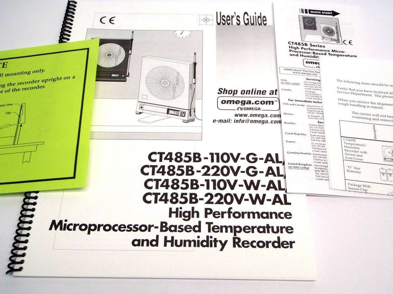 Omega User Guide for CT485B Series Temp/ Humidity Recorder - Maverick Industrial Sales