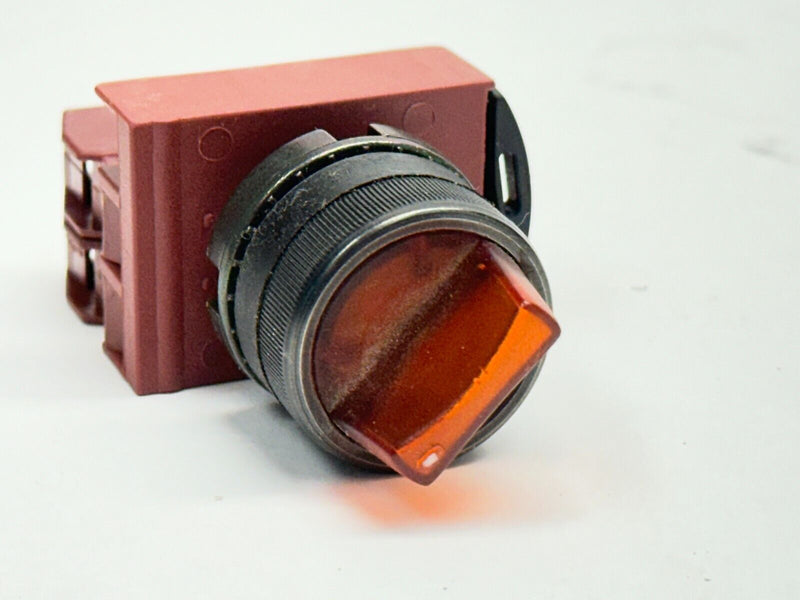 GE P9B10VN Contact Block w/ P9PDNV0 Lamp Module Two-Position Switch Orange 25mm - Maverick Industrial Sales