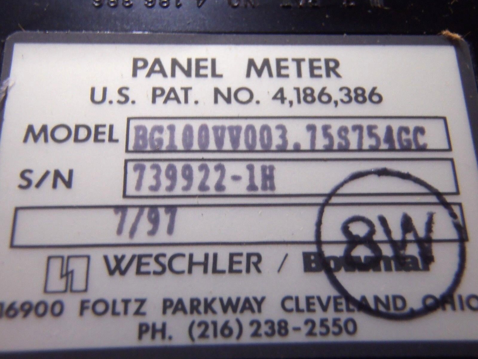 Weschler Digital Bargraph Enclosure Panel w/8 Weschler BG100VV003 Bar Graphs - Maverick Industrial Sales