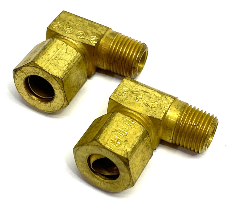 Brass Elbow Compression Fitting 8mm OD Tube to 7/16-20 NPT Male Thread LOT OF 2 - Maverick Industrial Sales