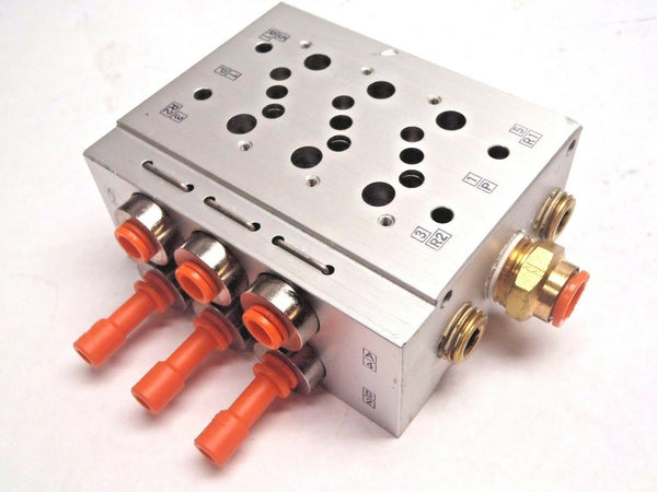 3 Station Valve Manifold, For VQZ2000 Series, Base Mounted With 1/4"NPT Cylinder - Maverick Industrial Sales