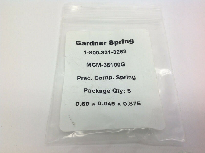 Gardner Spring MCM-36100G Prec. Comp. Spring 0.60 x 0.045 x 0.875 PACK OF 5 - Maverick Industrial Sales