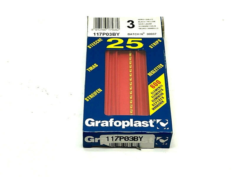 Grafoplast 117P03BY Wiremarker Strips PKG OF 25 - Maverick Industrial Sales