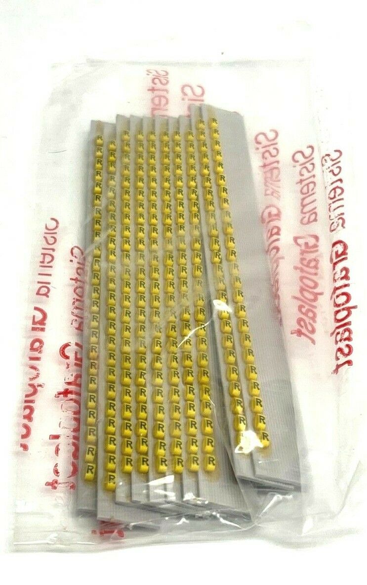 Grafoplast 117 Wire Markers R Black on Yellow 10 Strips 9TFX16 - Maverick Industrial Sales