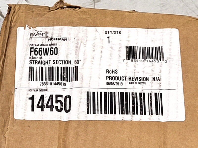 Hoffman F66W60 Hoffman Feed-Through Hinged Cover Straight Section 6" x 6" x 60" - Maverick Industrial Sales