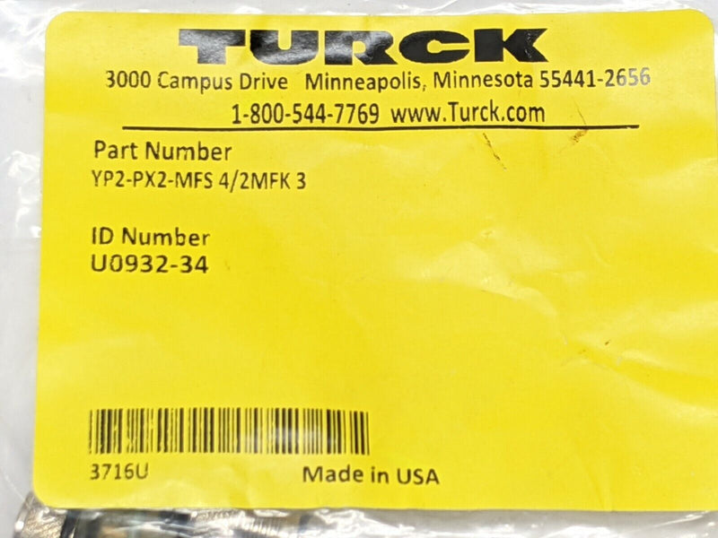 Turck YP2-PX2-MFS 4/2MFK 3 Molded Twin Junction Splitter U0932-34 - Maverick Industrial Sales