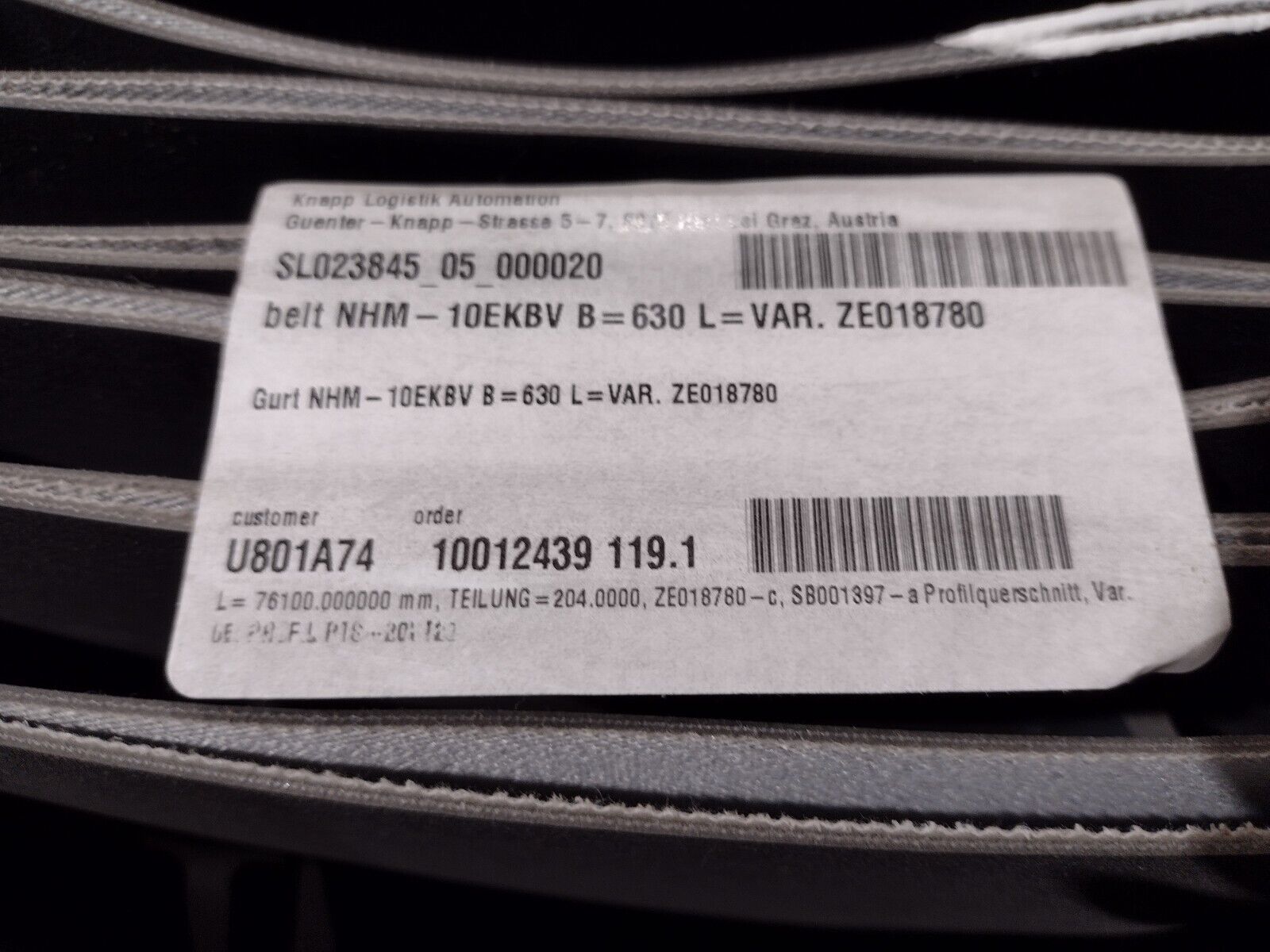 Habasit NHM-10EKBV 07 Endless Polycol Flexproof Belt 76100mm x 630mm ZE18780 - Maverick Industrial Sales