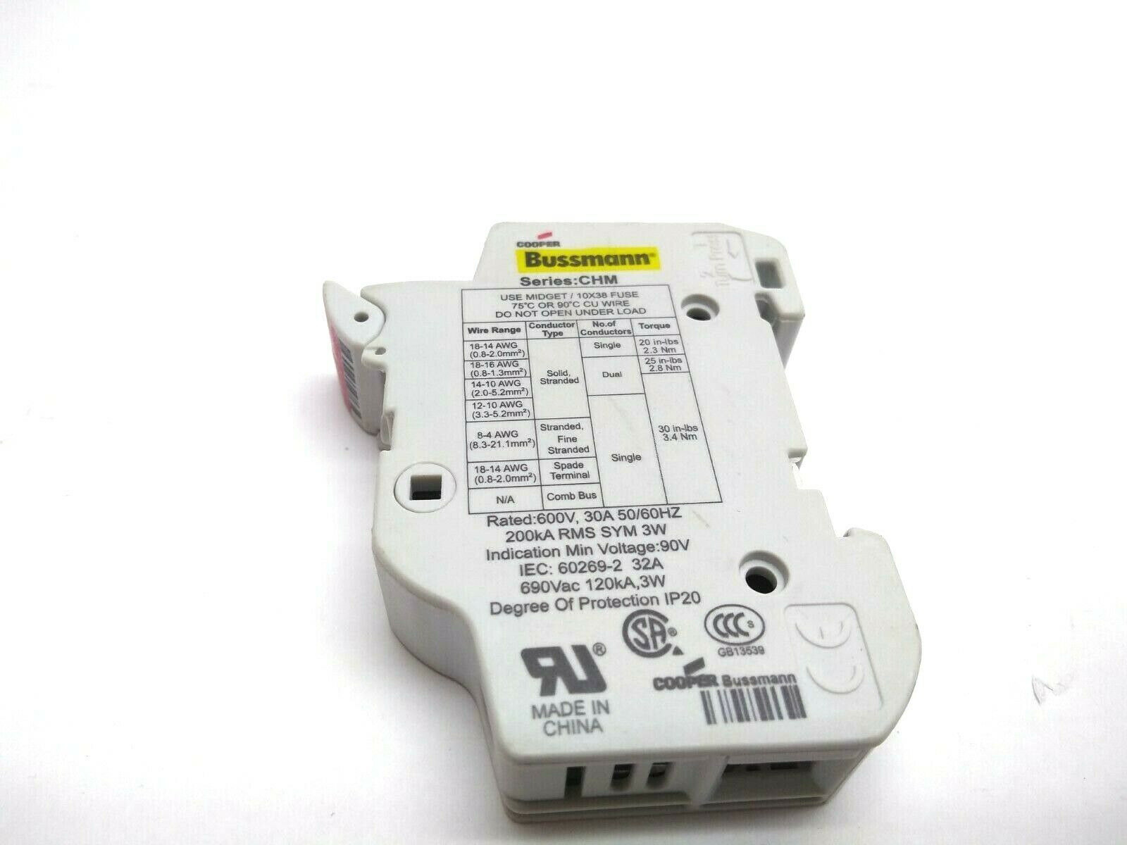 Cooper Bussmann CHM1DIU 32A Fuseholder Rail Mount - Maverick Industrial Sales