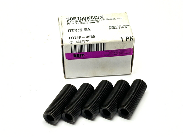 50F150KSC/X Socket Set Screw Cup Point 1/2-20" x 1 1/2" BOX OF 5 - Maverick Industrial Sales