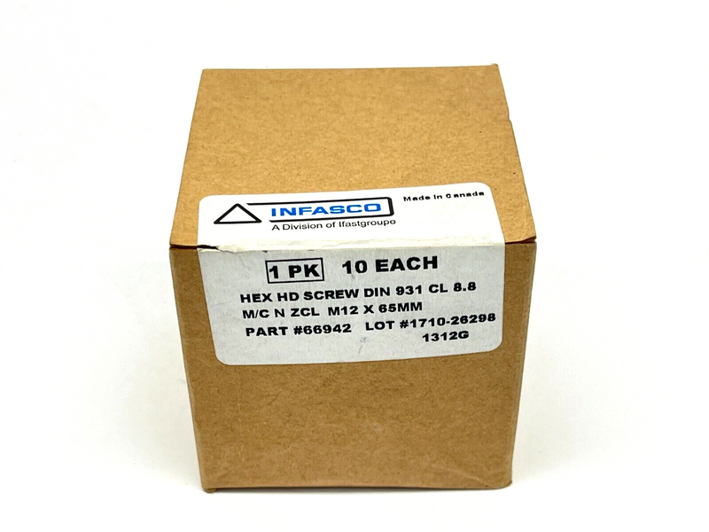 Infasco 66942 Hex HD Screw DIN 931 CL 8.8 M/C N ZCL M12x65mm LOT OF 10 - Maverick Industrial Sales