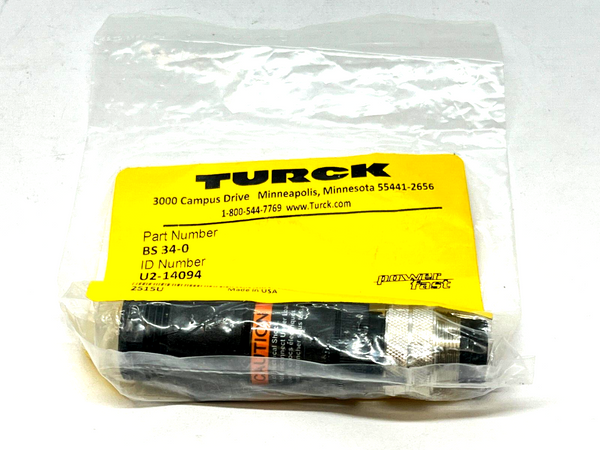 Turck BS 34-0 Straight Male Field-Wireable M16 Connection 3-Pin U2-14094 - Maverick Industrial Sales