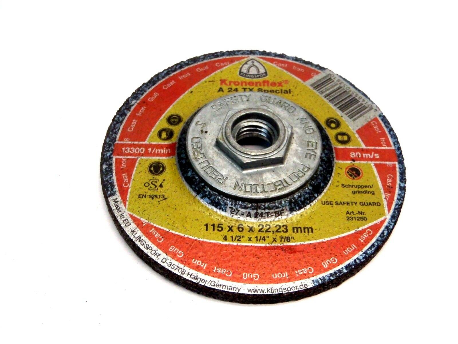 Kroneflex 231250 A 24 TX Special 115x6x22.23mm Grinding Wheel 13300 1/min 80 m/s - Maverick Industrial Sales