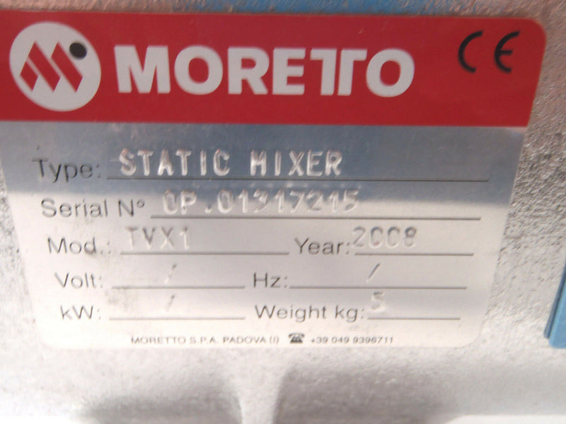 Moretto TVX1 Static Mixer for Plastics Automation - Maverick Industrial Sales