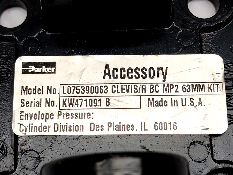 Parker L075390063 Cylinder Clevis Mounting Kit CLEVIS/R BC MP2 63mm - Maverick Industrial Sales