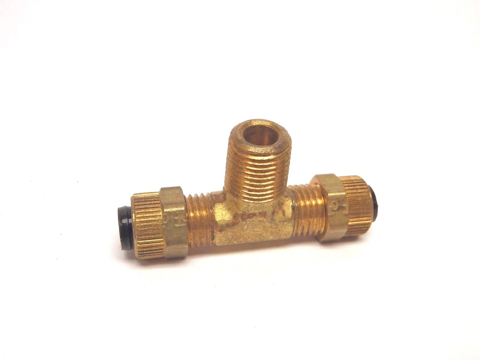 Parker 172P-4-2 / 272P-1/4 Poly Tube Brass Tee 1/4" OD to 1/8" MPT Branch - Maverick Industrial Sales