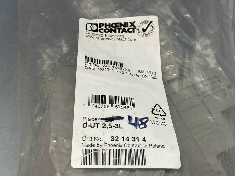 Phoenix Contact D-UT 2,5-3L End Cover 3214314 LOT OF 10 - Maverick Industrial Sales