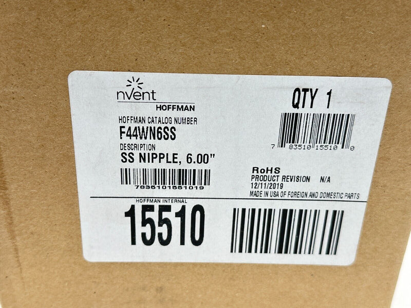 Hoffman F44WN6SS Nipple Feed-Through Wireway SS 4" x 4" x 6" 15510 - Maverick Industrial Sales