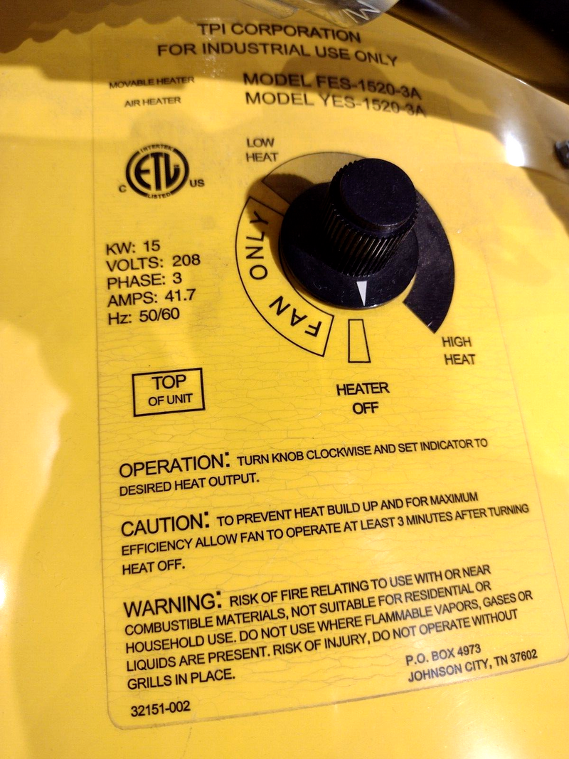 TPI Fostoria Sun-Mite FES-1520-3A HeatWave 15 Portable Electric Heater –  Maverick Industrial Sales