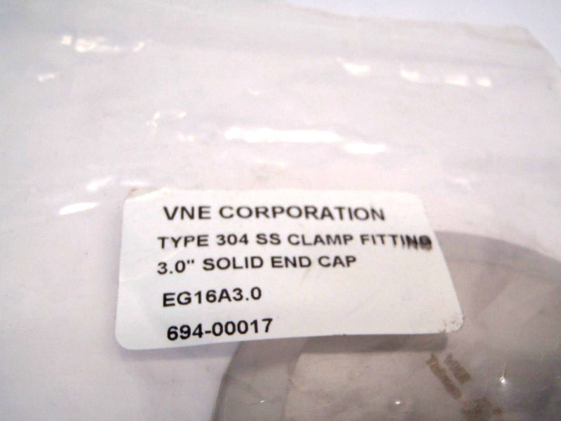 VNE EG16A3.0 Type 304 SS Clamp Fitting 3 Inch Solid End Cap - Maverick Industrial Sales