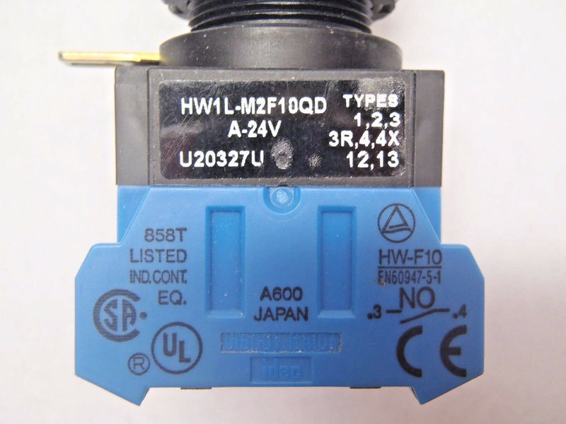 HW1L-M2F10QD-A-24V 22mm HW Illuminated Button Momentary Extended - Maverick Industrial Sales