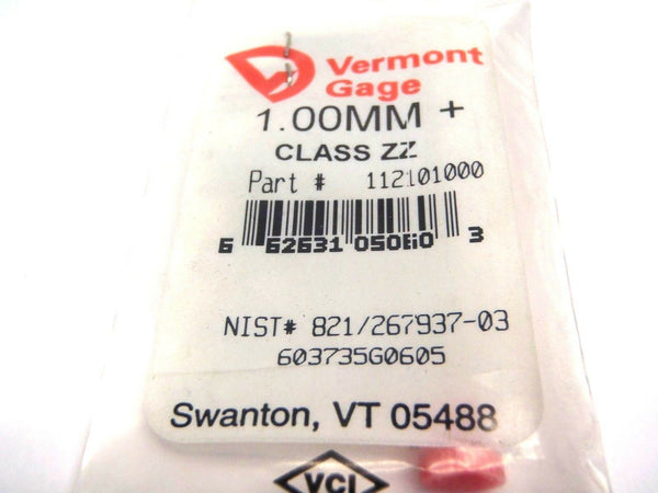 Vermont Gage 112101000 1.00mm+ Class ZZ Pin Gage - Maverick Industrial Sales