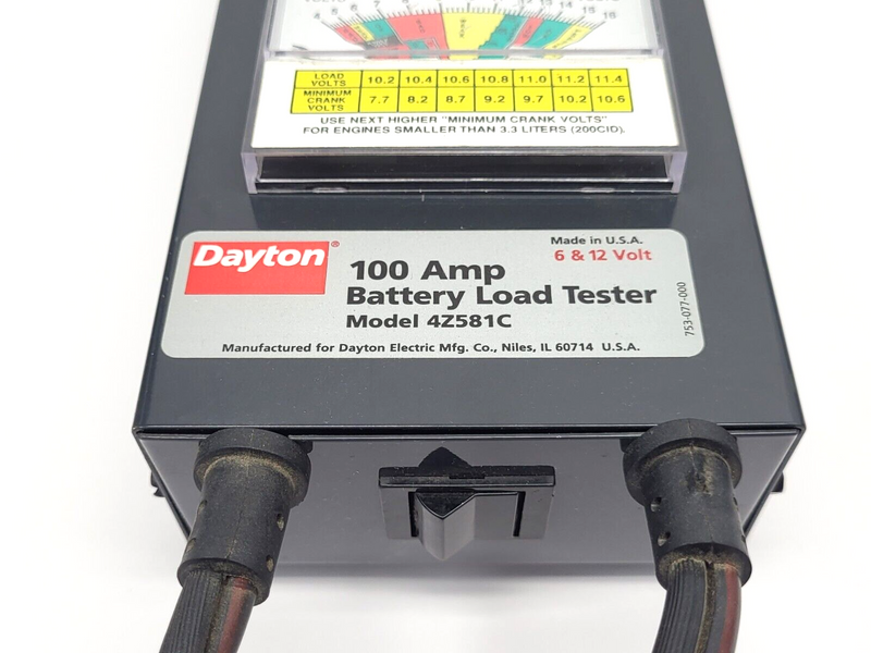 Dayton 4Z581C Battery Load Tester 100A - Maverick Industrial Sales