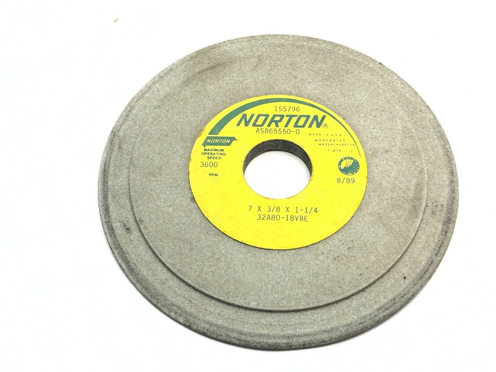 Norton 32A80-I8VBE Grinding Wheels 1-1/4" Bore 3600 RPM LOT OF 5 - Maverick Industrial Sales