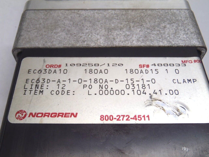 Norgren EC63D-A-1-0-180A-D-15-1-0 Power Clamp - Maverick Industrial Sales