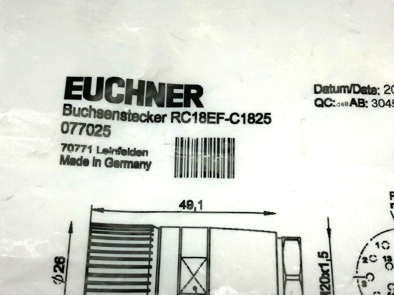 Euchner RC18EF-C1825 Straight Female M23 Plug 077025 - Maverick Industrial Sales