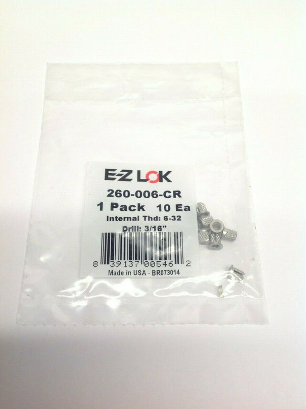 Package of 10 E-Z Lok 260-006-CR Press Inserts 6-32 Internal Thread Drill 3/16 - Maverick Industrial Sales