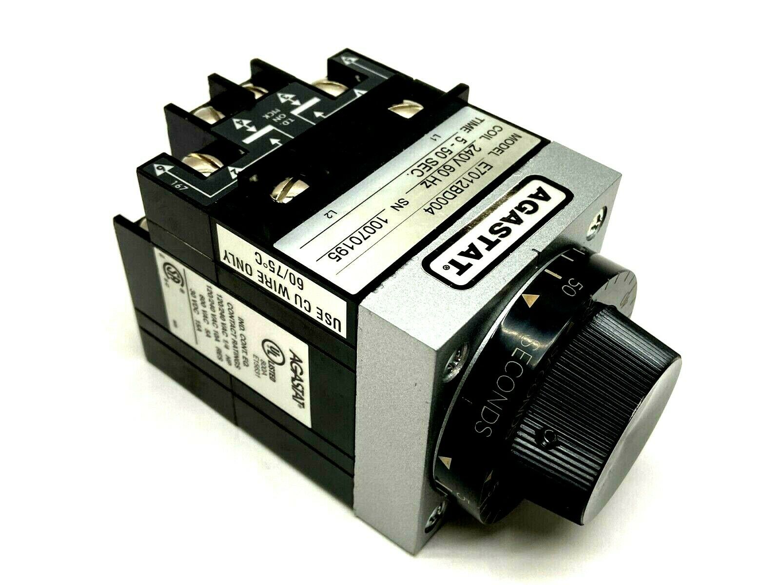 Tyco Agastat E7012BD004 3-1423168-0 Timing Relay 240V DC Coil 5-50 Sec. - Maverick Industrial Sales