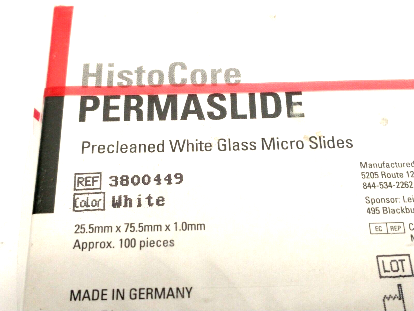 Leica 3800449 HistoCore PERMASLIDE White Glass Micro Slides 2019-07 BOX OF 100 - Maverick Industrial Sales