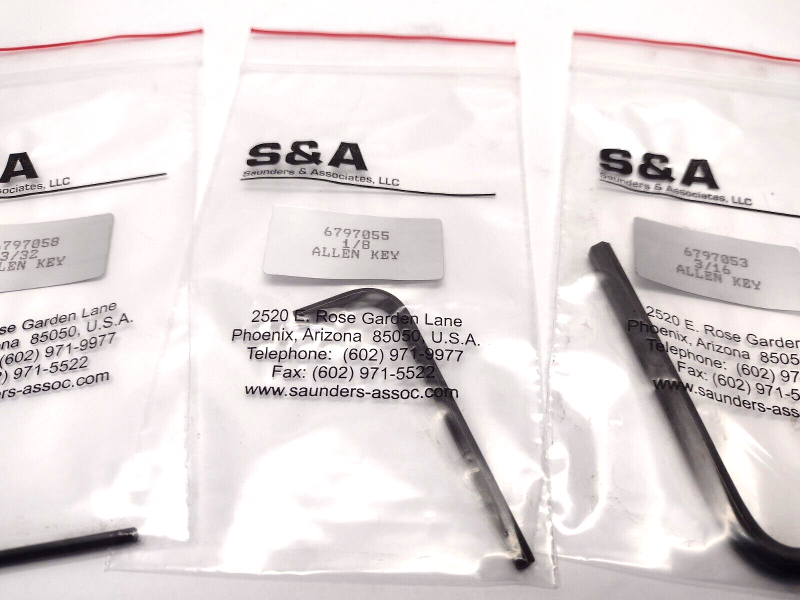 Saunders and Associates  4220 Chamber Allen Keys, 3/64, 5/64, 3/32, 1/8, 3/16 - Maverick Industrial Sales