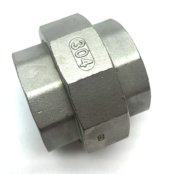 1 1/2"-150 Hex Union Coupling Pipe Fitting Female Thread 304 - Maverick Industrial Sales