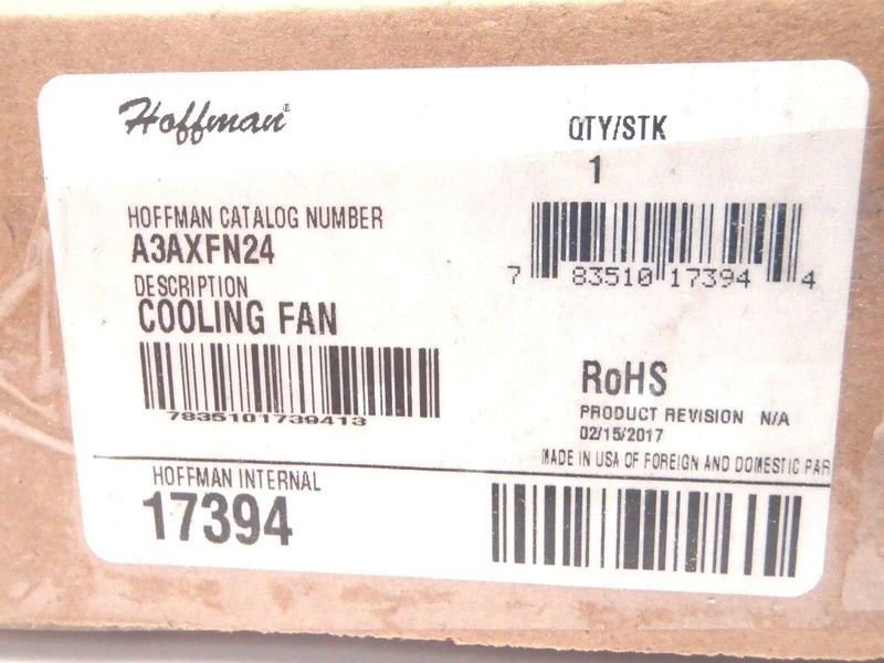 Hoffman A3AXFN24 Cooling Fan 3" Inch Axle Fan 24VDC 17394 - Maverick Industrial Sales