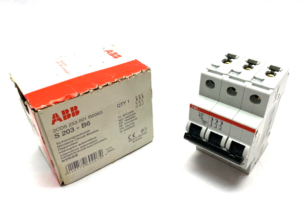 ABB 2CDS253001R0065 Miniature Circuit Breaker 3-Pole Tripping B 6A S203-B6 - Maverick Industrial Sales
