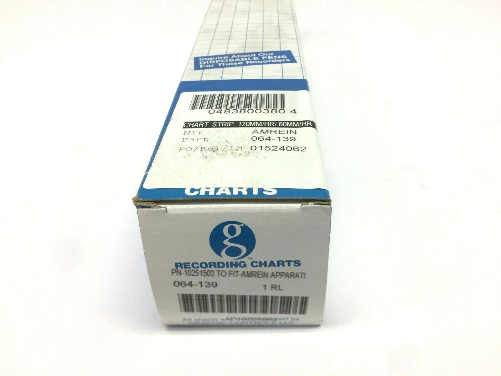 Graphic Controls 064-139 Strip Recorder Chart 2 Speed 120mm/HR 60mm/HR 10" Wide - Maverick Industrial Sales