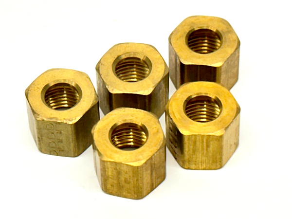 Parker 61CA-4 1/4" OD Compression Tube Threaded Brass Short Nut LOT OF 5 - Maverick Industrial Sales