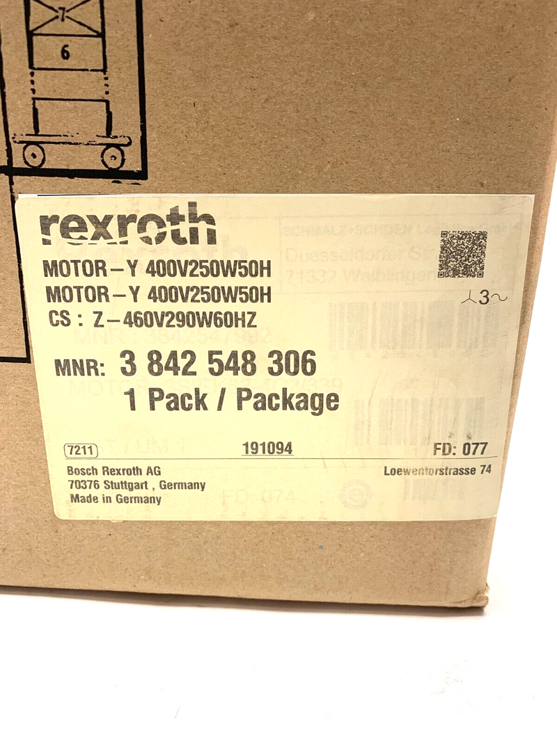 Bosch Rexroth 3842548306 Gear Motor Y 400V250W50H - Maverick Industrial Sales