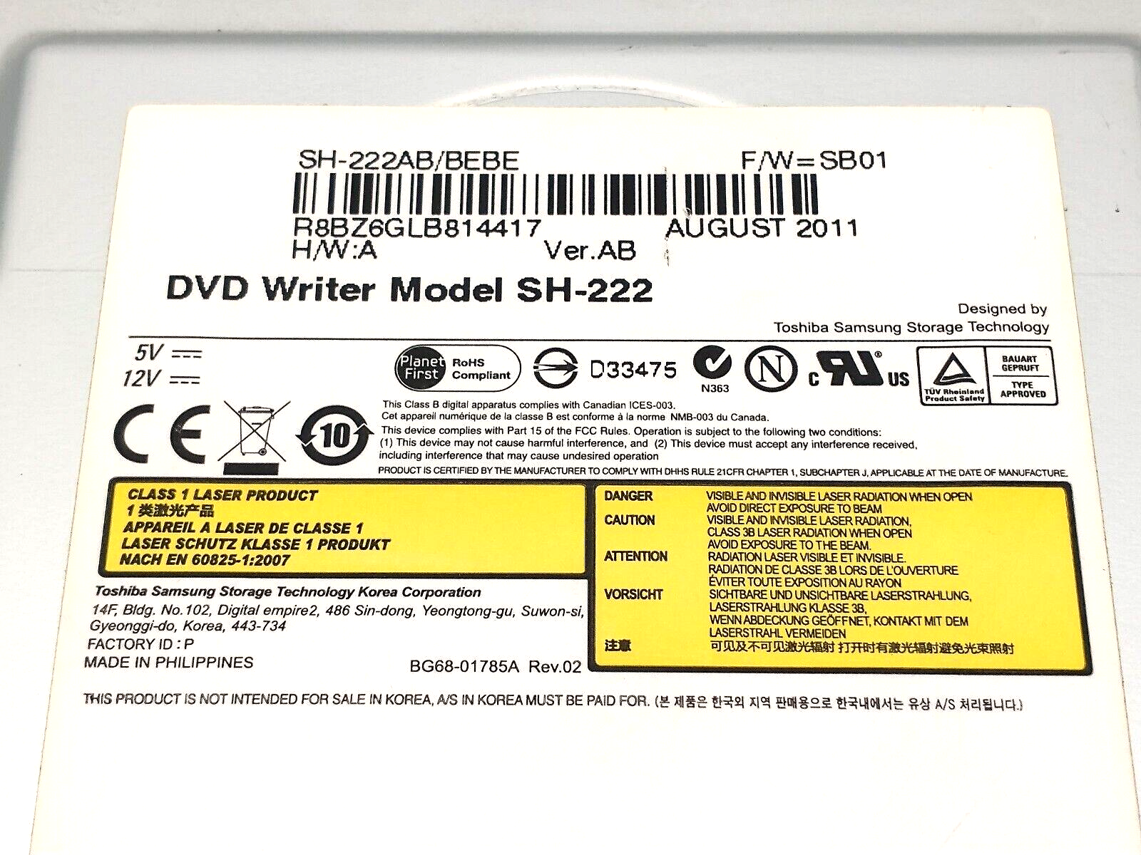 Toshiba Samsung Super Writemaster SH-222AB/BEBE Internal 22X SATA DVD Writer - Maverick Industrial Sales